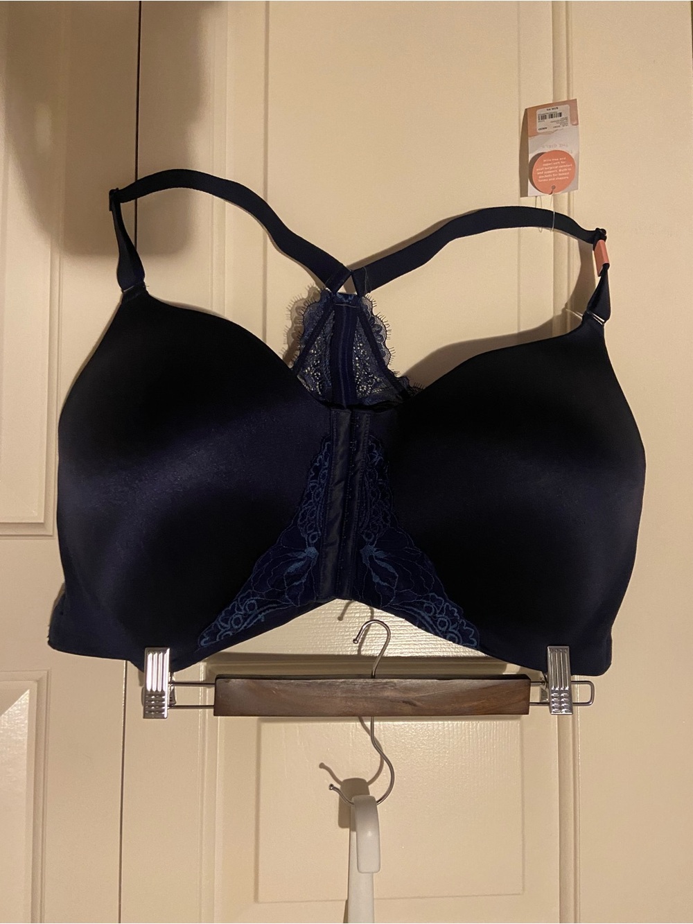 Cacique New with Tags..Navy Lace-Accent Racerback T-Shirt Bra